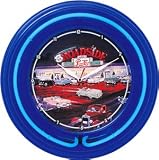 Historic Route 66 Roadside Diner Pepsi Blue Neon Wall Clock