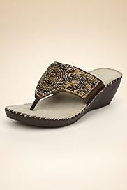 Footglove Original Wide Fit Bead Toe Post Wedge Sandals