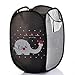 SymCool - Super Cute - Foldable Pop Up Hamper, Laundry Basket or Toy Chest for Storage - Cartoon Theme - Gray Elephant (Black)