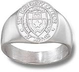 Texas Longhorns Solid Sterling Silver Oval Seal Ring Size 10