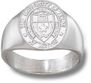 Texas Longhorns Solid Sterling Silver Oval Seal Ring Size 10