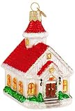 Country Church Disc Glass Ornament