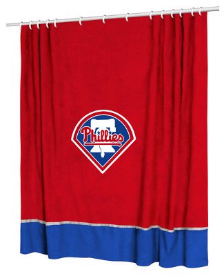 Philadelphia Phillies Sidelines Shower Curtain in Bright Red