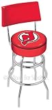 New Jersey Devils 25 Inch Chrome Double Ring Swivel Bar Stool with Back
