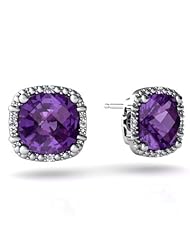 Genuine Amethyst 14kt White Gold Earrings