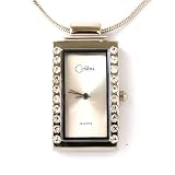 Colibri Pendent CZ Diamond Stones Watch Locket Silvertone With Chain Keepsake Heart Box PWL090032W SALE