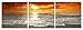 Morning Beach. 60 x 20 inches. Ready to Hang. Contemporary Art, Modern Wall Decor, 3 Panel Wood Mounted Giclee Canvas Print. A1208L