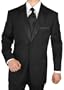 Giorgio Men's Tuxedo Suit 1 Button 2pc Peak Lapel Jacket with Flat Front Pants Super Fine 150s High Twisted Wrinkle and Stain Resistant All Season Use Black
