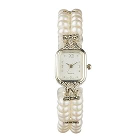 Sterling Silver 2-Row Genuine Pearl Watch