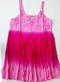Raya Sun Cotton/Rayon Crinkle Baby Doll Dip Dye Dress/Cover Up in Lime or Pink. Plus Sizes 1X-3X