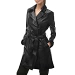 Forzieri Black Double Breasted Belted Leather Jacket