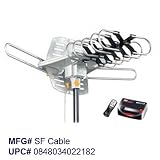 Amplified HD Digital Outdoor HDTV Antenna with Motorized 360 Degree Rotation, UHF/VHF/FM Radio with Infrared Remote Control