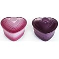 Le Creuset Stoneware Sweet Hearts, Set of 2 Heart Ramekins with Lid, Cassis and Rose