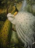 IMAGE OF 12X16 inch Animal Canvas Art Repro Golden And White Peacocks