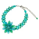 Floral Turquoise Beaded Link Bracelet