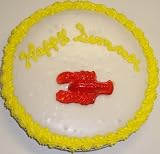 Cookie Cake Pie with Almond Cookie and Chocolate Chip Cake 9-Topped with Cherry Lobster Lollipop