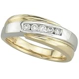 14K Two Tone Gold Men's Round Diamond Ring