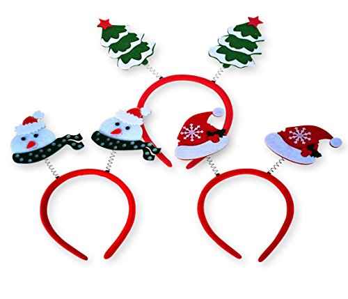 Novelty Felt Christmas Headband 3 Pack - Santa Hat, Christmas Tree, & Snowman