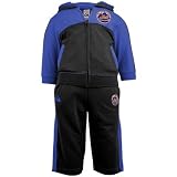 Majestic New York Mets Newborn Black/Royal Blue French Terry Hooded Jog Set