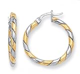 14K Two-Tone Gold Hoop Earrings - 1.0