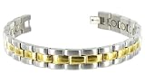 Two Tone Titanium Magnetic 12mm Wide Mens Link Bracelet 8.5 Long with Fold over Clasp