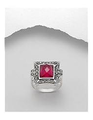 Violet Red (Ruby) CZ Ring In 92.5 Sterling Silver