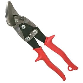 24 Pack Wiss M6R 9-1/4" Metalmaster Compound Action Offset Snips, Cuts Straight to Left, Red Grips