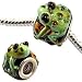 Enamel Frog charm bead - Green -fits pandora & troll bracelets - hand polished and hand finished to