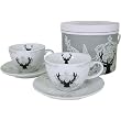 Royal Deer Holiday Silhouette Boxed Porcelain Set of 2 cups and saucers