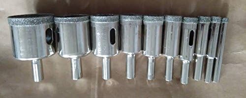 LoMix LOT 10 Pcs SET Diamond Hole Saw Drill Bit Set 6-30mm Granite Glass Tile - Tools 10 Piece Diamond Dust Hole SAW Drill BIT for Ceramic Tile Marble Rock Porcelain