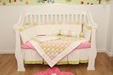 Soft Patchwork / Rose &Green Crib Bedding 