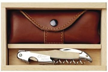 Cpage Laguiole Corkscrew & Leather Case Set - Blonde Horn