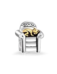 Bling Jewelry Gold Vermeil Kitty Cat Chair 925 Sterling Charm Bead Fits Pandora