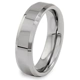 Polished Beveled Edge Tungsten Carbide Ring (6.0mm) - Sizes 5 - 13