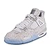 Jordans Mens Retro 4 Laser White/Metallic Silver/Chrome Leather Basketball Shoe