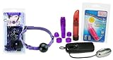 Purple Leather With Black Ball Gag With D Ring Bundle - Adult Toy Sex Kit