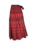 Womans Wrap Skirt Red Printed Indie Wrap Around Skirts Dress Holiday Gift