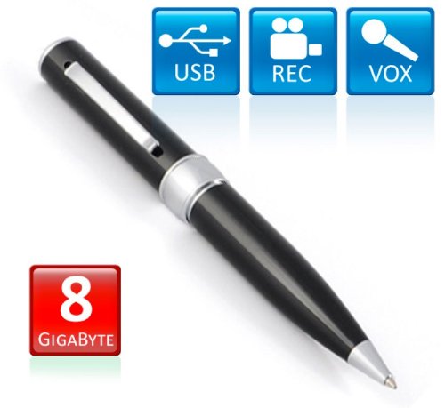 USB Kugelschreiber Spy Pen Mini DV Video Kugelschreiber mit Kamera und Mikrofon mit 8GB USB Stick Black Edition von Incutex Spion