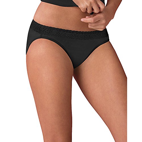 Hanes Women's ComfortSoft® Cotton Stretch Lace Bikini with Lace Waistband 3-Pack