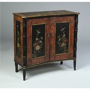 Two Door Bombe Chest in Antique Burnt Orange Black