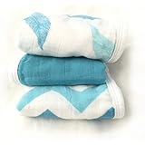 Washcloths - 3 Pack - Cozy Baby Washcloths - Aqua - Muslin Bamboo Washcloths