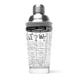 Outset B327 16-Ounce Glass Cocktail Shaker with Stainless-Steel Lid and Recipes