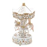 Laxury 3-horse Carousel Music Box, Pink&yellow&white Shade, Mp768bIMAGE