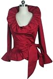 Gothic viktorianischen Volant Kragen Bluse. Erhältlich in den Größen 36-58 in Schwarz und Rot
