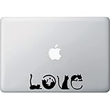 Cats Spell Love - Macbook or Laptop Vinyl Decal Sticker - Copyright &copy; Yadda-Yadda Design Co. (6.25"w x 2"h) (BLACK)
