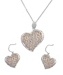 Sterling Silver Pendant and Earrings Set - Two Tone Heart with Clear CZ
