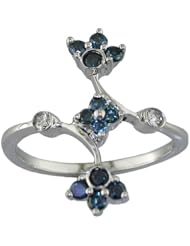 0.45 CT Blue & White Diamond Ring In White Gold