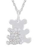 Platinum Plated Sterling Silver Cubic Zirconia Bear Pendant, 18