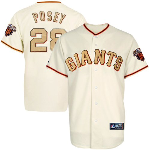 Majestic Buster Posey San Francisco Giants 2010 World Series Champions Gold Program Jersey - Natural (Small)