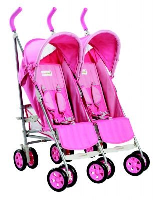 Meribel Twin Pushchair In Pink Picture